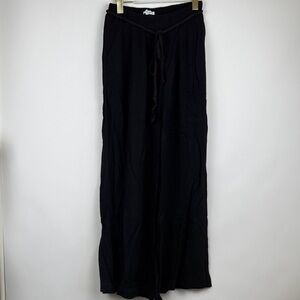 Free the Roses Black Wide Leg Linen Rope Belt Pants Size Small